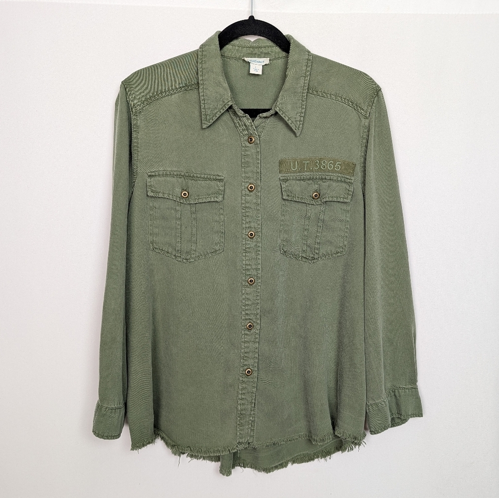 Sundance Tencel Utility Shirt Button Front Top
